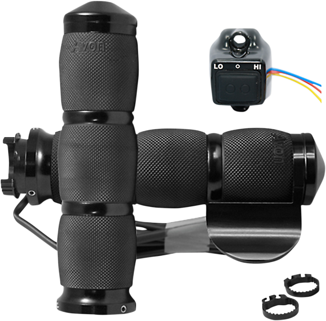 Grips - Heated - Air Cushion - Throttle Boss - Metric - Black