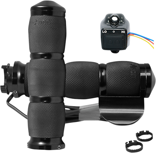 Grips - Heated - Air Cushion - Throttle Boss - Metric - Black