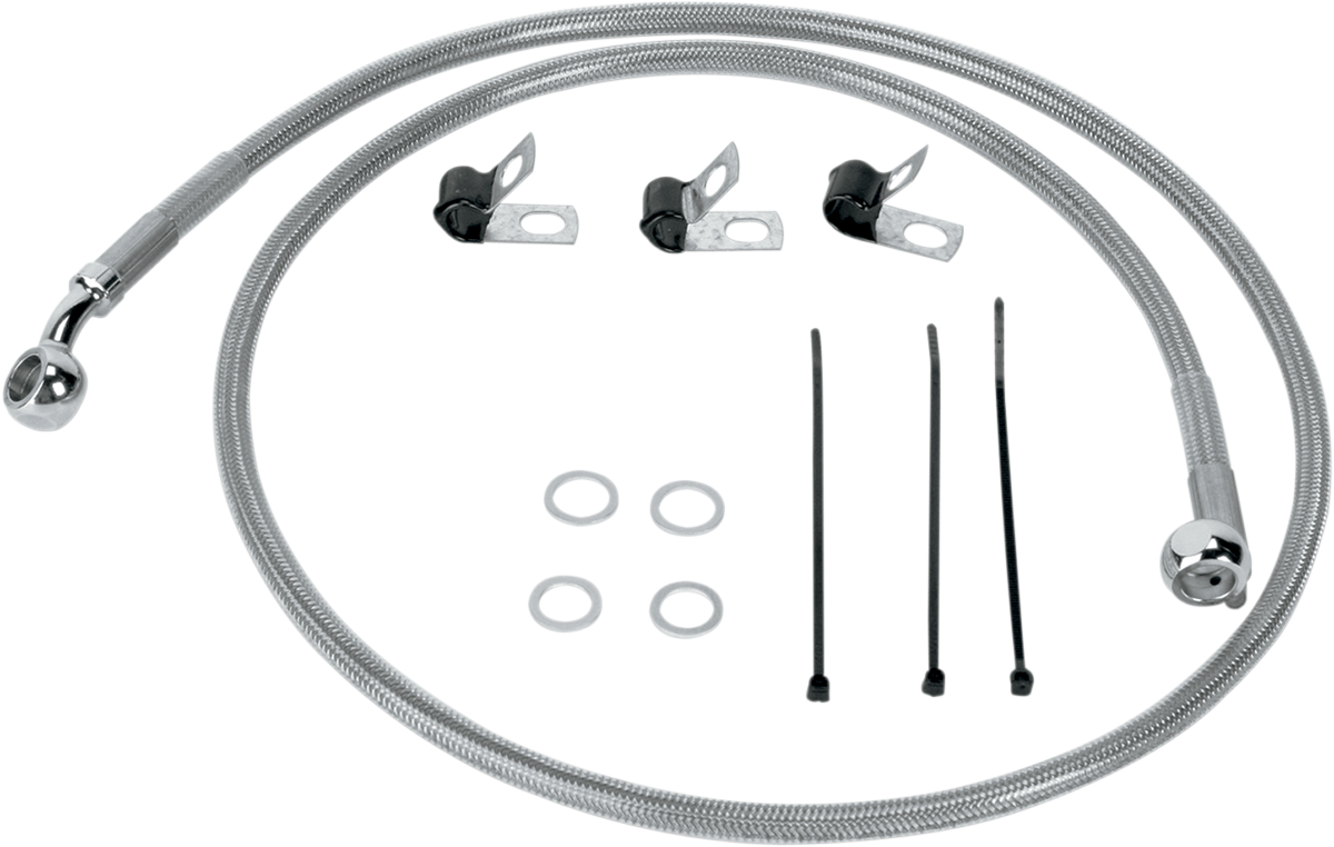 Front Brake Line FLST 00-07 Clear-Coated Stainless Steel