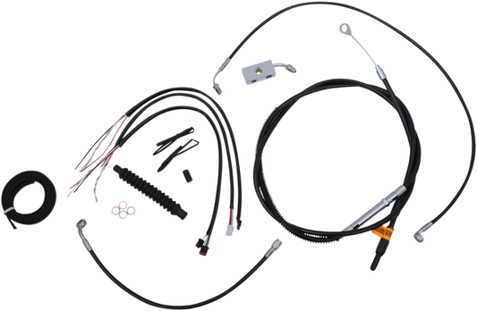 Handlebar Cable/Brake Line Kit - Complete - 15" - 17" Ape Hanger Handlebars - Black Vinyl