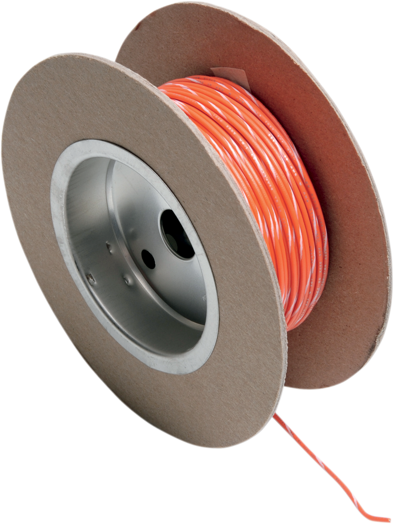 100' Wire Spool - 18 Gauge - Orange/White