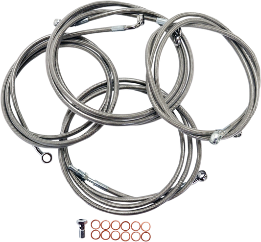 Handlebar Cable/Brake Line Kit  - 12" - 14" Ape Hanger Handlebars - Stainless Steel