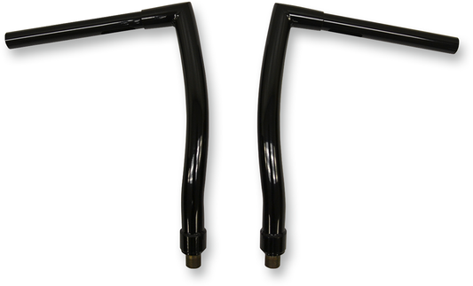 Black 1-1/4" FXS Strip Handlebar With 14" Rise And OEM Top Tree