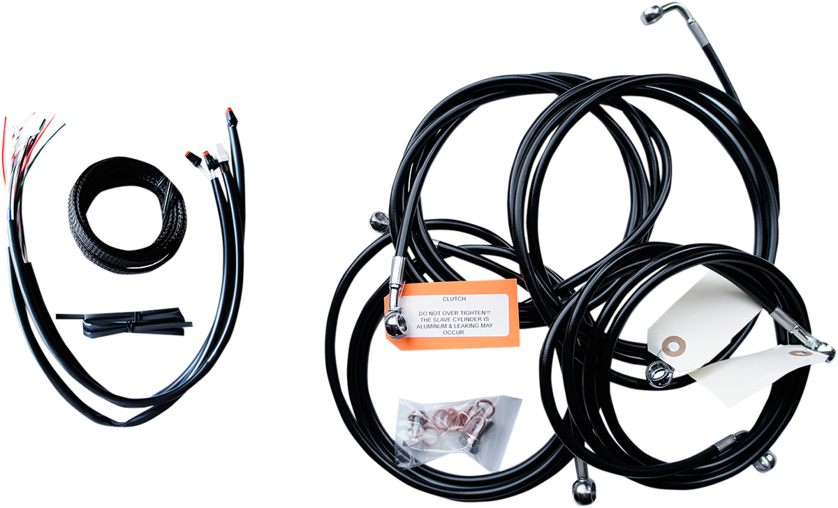 Handlebar Cable/Brake Line Kit - Complete - 15" - 17" Ape Hanger Handlebars - Black Vinyl
