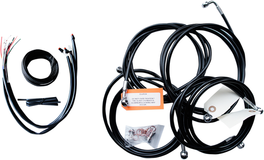 Handlebar Cable/Brake Line Kit - Complete - 15" - 17" Ape Hanger Handlebars - Black Vinyl