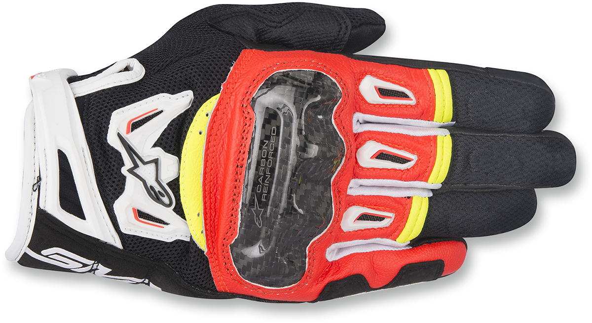 Guantes Alpinestars SMX-2 Air Carbon V2 - Negro/Rojo/Blanco/Amarillo