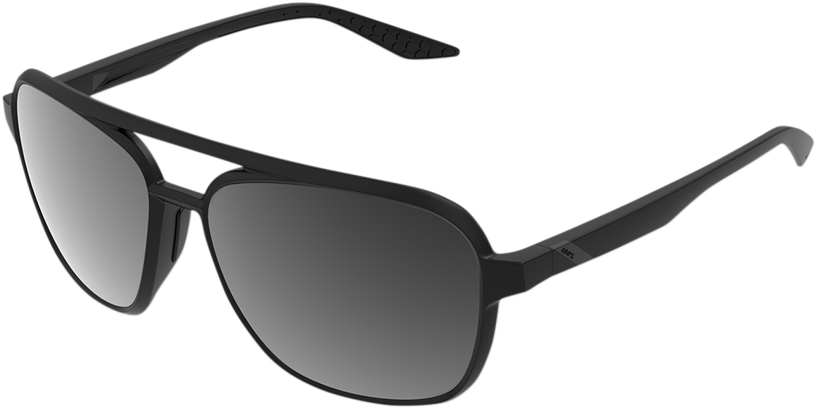 Kasia Aviator Sunglasses - Round - Matte Black - Black Mirror