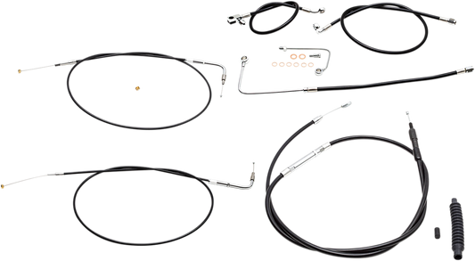 Handlebar Cable/Brake Line Kit - 15" - 17" Ape Hanger Handlebars - Black Vinyl
