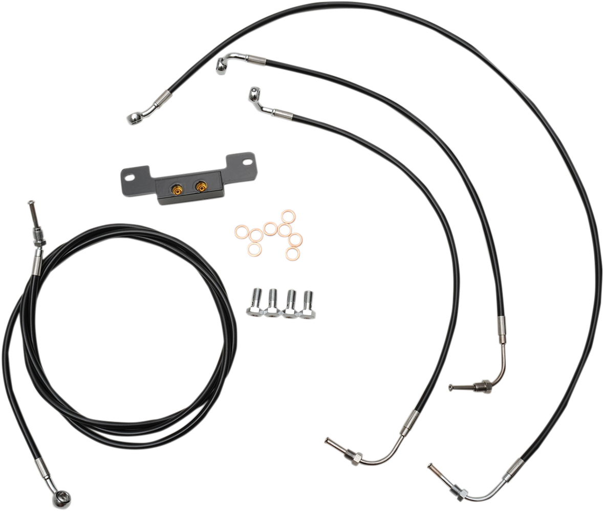 Handlebar Cable/Brake Line Kit - 18" - 20" Ape Hanger Handlebars - Black Vinyl
