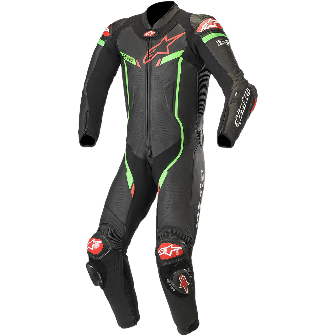 Traje de piel Alpinestars GP Pro V2 negro/verde fluo