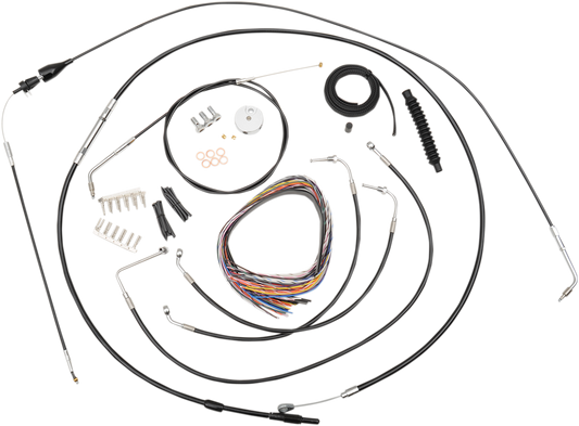 Complete Black Vinyl Braided Handlebar Cable/Brake Line Kit for 15" - 17" Ape Hanger Handlebars204662