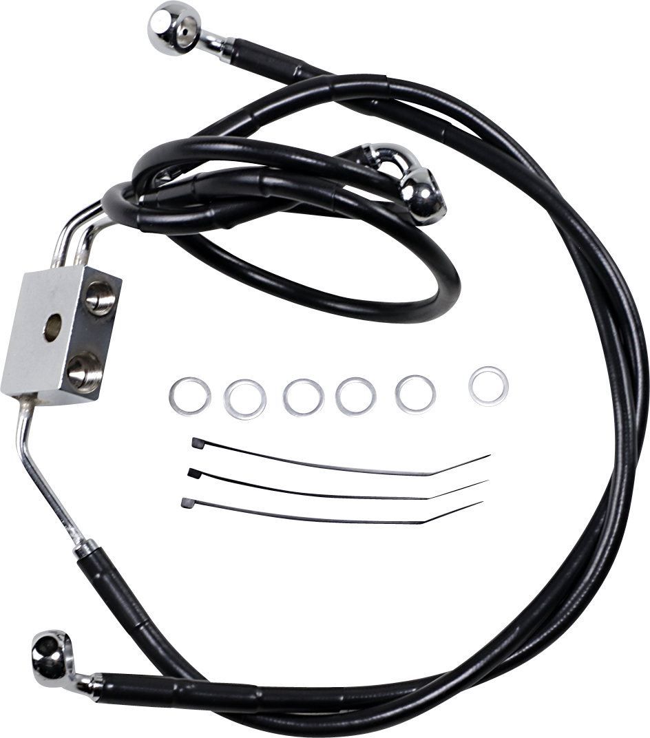 Brake Line - Front - Black - +8" - FXDF '12-'17