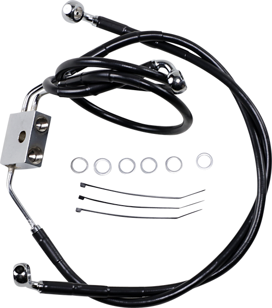 Brake Line - Front - Black - +8" - FXDF '12-'17