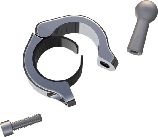 Ball Mount - Aluminum Clamp - 1-1/8" - 1-1/4" Handlebars - Chrome