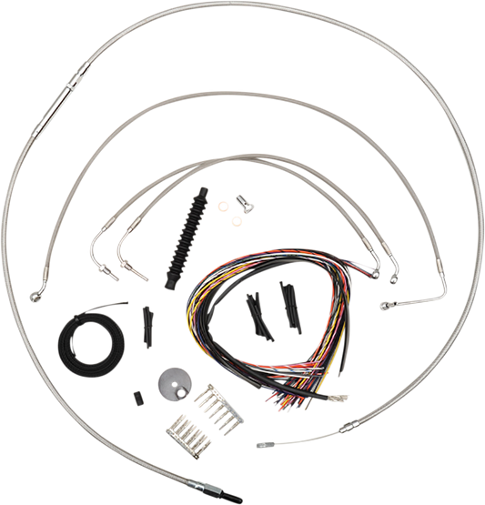 Handlebar Cable/Brake Line Kit - Complete - 15" - 17" Ape Hanger Handlebars - Stainless