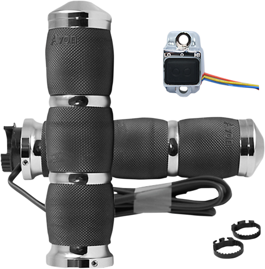 Grips - Heated - Air Cushion - Metric - Chrome