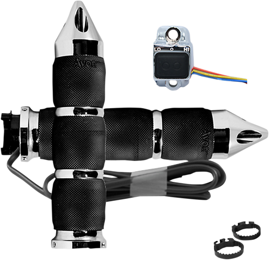 Grips - Heated - Air Cushion - Spike - Metric - Chrome