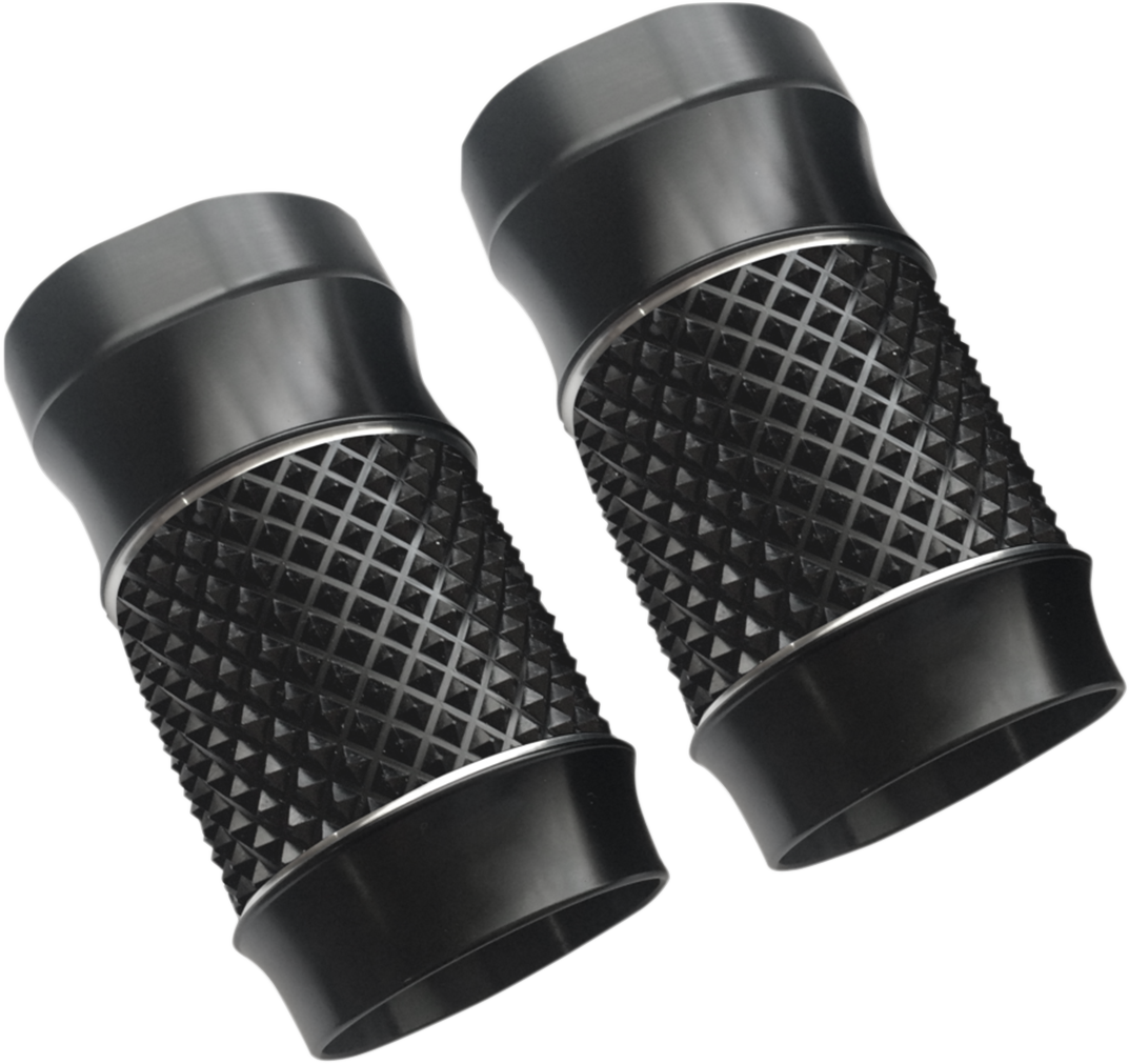 Fork Slider Covers - Cross-Cut Black Anodized1748694