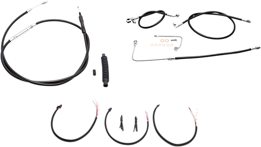 Handlebar Cable/Brake Line Kit - Complete - 18" - 20" Ape Hanger Handlebars - Black Vinyl