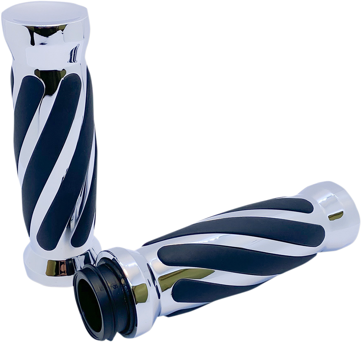 Chrome Twisted Rubber Grips for TBW