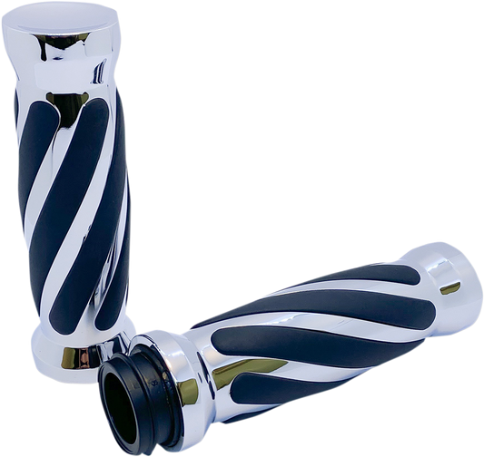 Chrome Twisted Rubber Grips for TBW