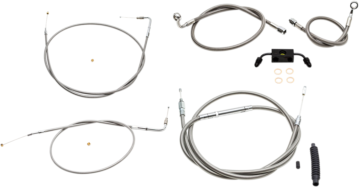 Handlebar Cable/Brake Line Kit  - Mini Ape Hanger Handlebars - Stainless Steel