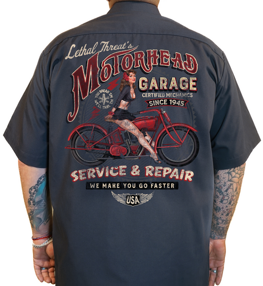 Camisa LETHAL THREAT Motorhead Garage - Gris