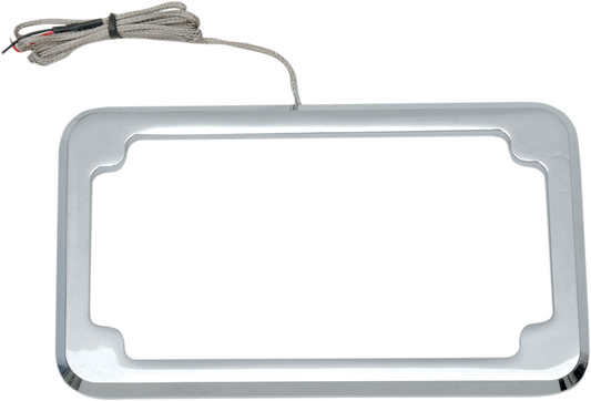 Beveled License Plate Frame - Chrome - with Plate Light