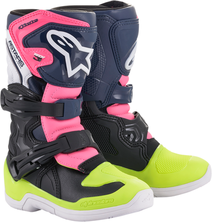 Botas Alpinestars Kids Tech 3S - Negro/Azul/Rosa