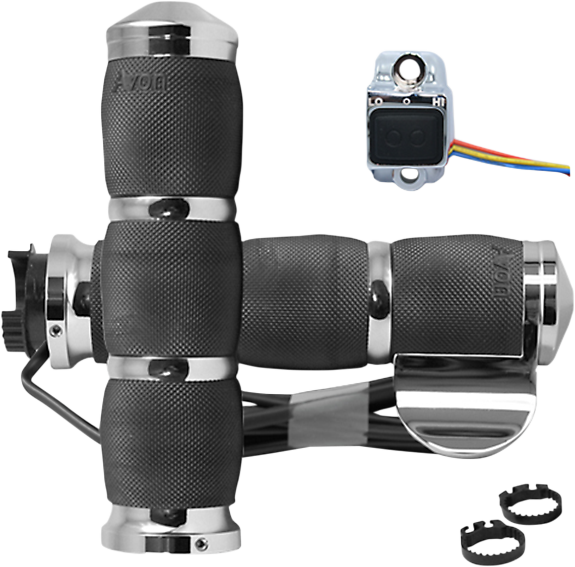 Grips - Heated - Air Cushion - Throttle Boss - Metric - Chrome