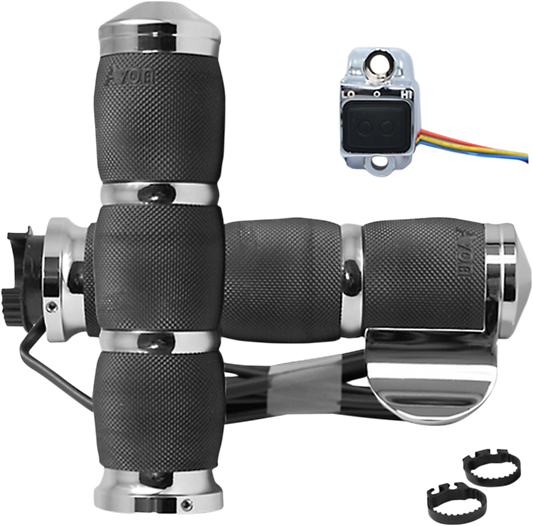 Grips - Heated - Air Cushion - Throttle Boss - Metric - Chrome