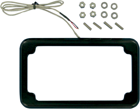 Beveled License Plate Frame - Black - with Plate Light