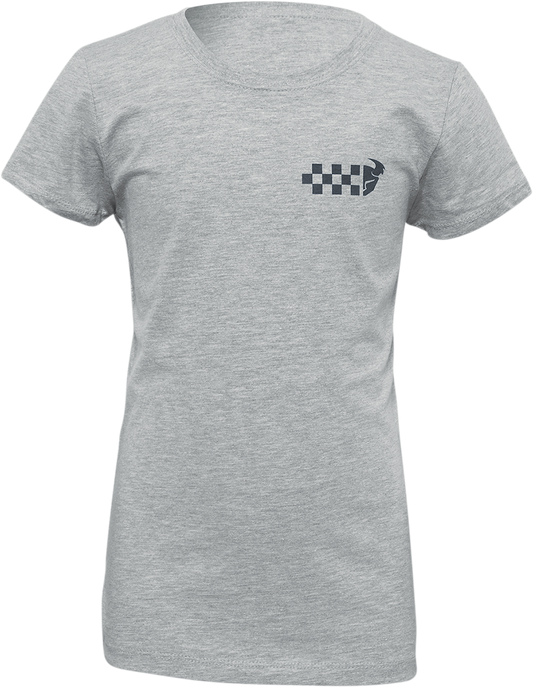Girl's Checkers T-Shirt - Heather Gray - XS