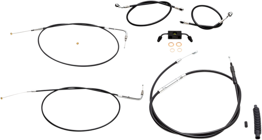 Handlebar Cable/Brake Line Kit - 12" - 14" Ape Hanger Handlebars - Black Vinyl
