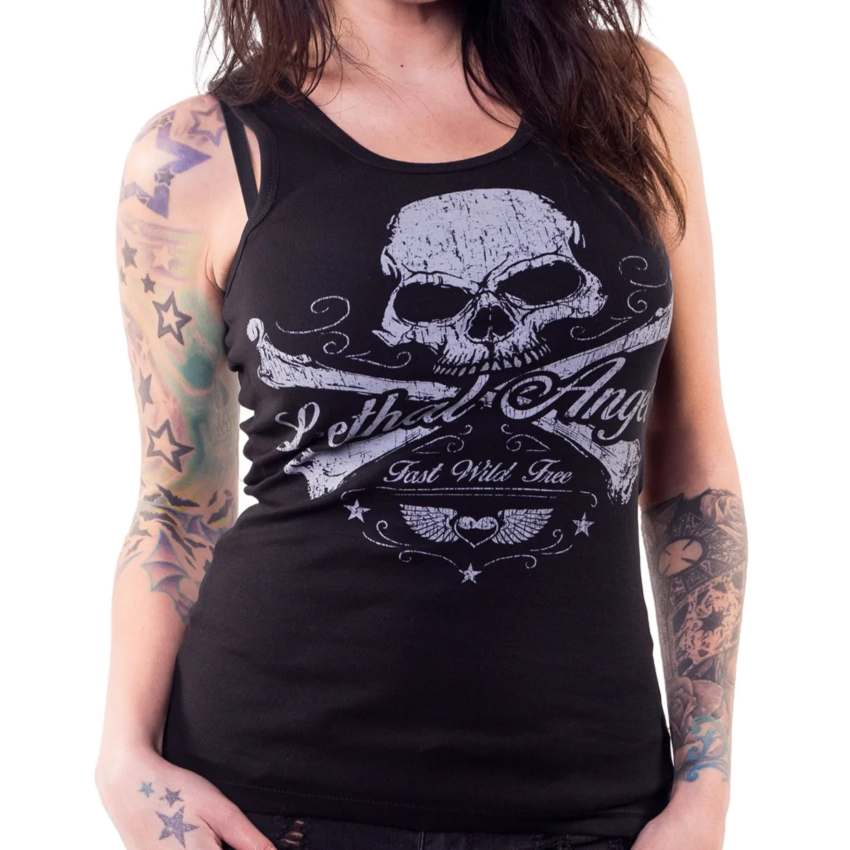 Women's Skull N Crossbones Tank Top - Black - Medium