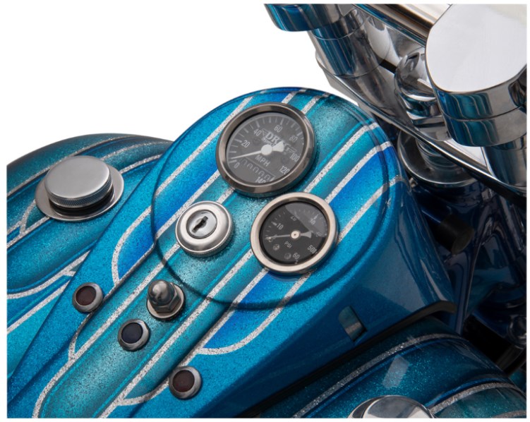 Mini-Velocimetro analogo negro 140 MPH 1-7/8" radio 2:1