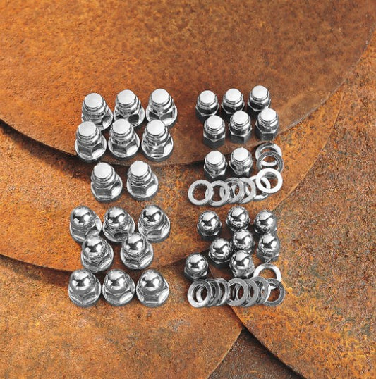 Tuercas de bellota y rondanas de las cabezas cromo