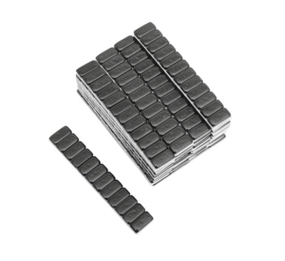 Tiras de 12 plomos negros adhesivos de 5 gr para ruedas